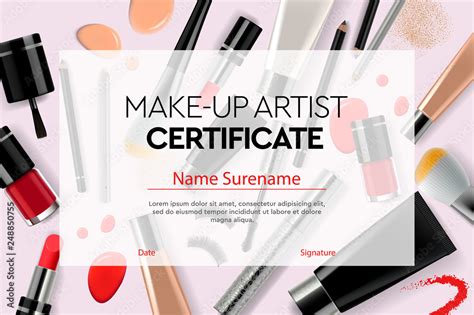 Certificate makeup artist, education, makeup school, vector illustration. Stock Vector | Adobe Stock