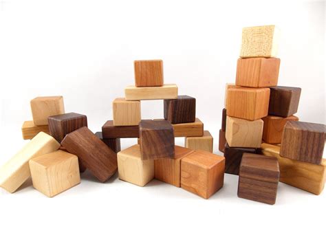 36 Wooden Building Blocks Natural Hardwood Toy by BannorToys