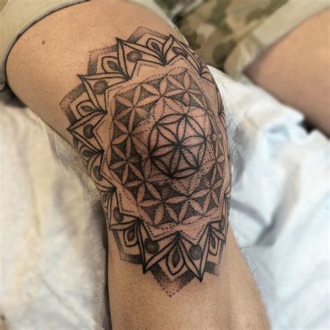 Sacred geometry knee tattoo - Tattoogrid.net