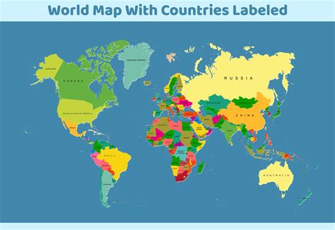 World Map Labeled Countries