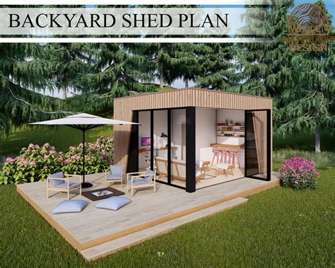 Backyard Shed Plan, Garden Office With Restroom, 460 Sq.ft 19'4x 26'6 / 43 Sq.mt 8m X 6m ...