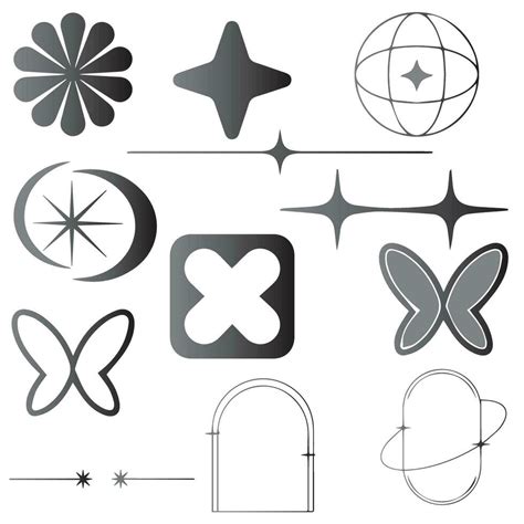 Vector set of Y2K stars, starburst and retro futuristic graphic ornaments for decoration ...