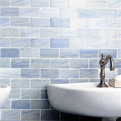 Blue Macauba 2x4 Polished Marble Polished Mosaic Tile | Blue bathroom ...