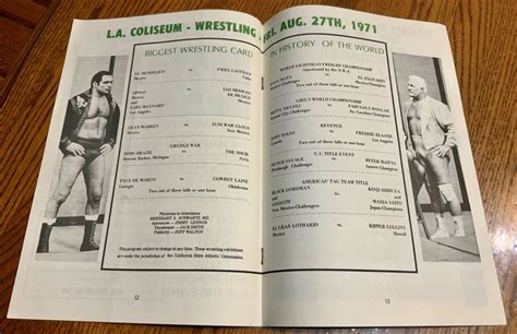 FRED BLASSIE vs. JOHN TOLOS Los Angeles Coliseum ORIGINAL Wrestling Program 1971 - Ring Memorabilia