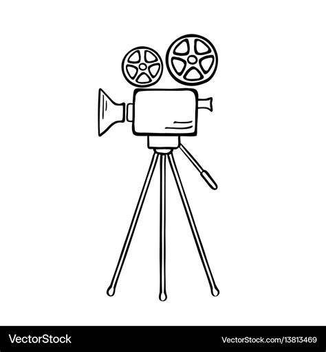 Movie camera sketch Royalty Free Vector Image - VectorStock