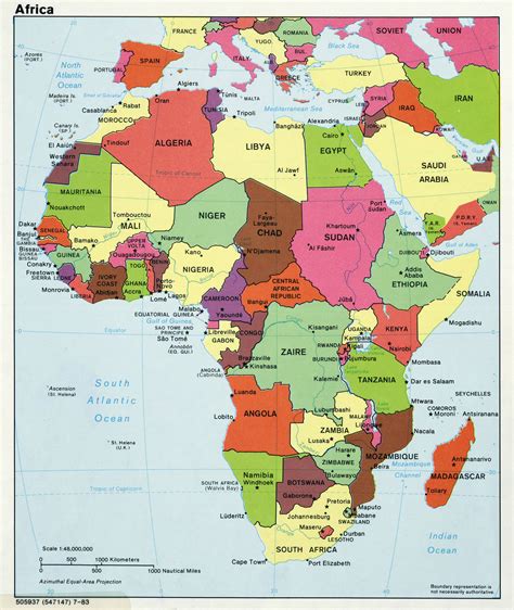 Large political map of Africa with major cities and capitals - 1983 | Africa | Mapsland | Maps ...