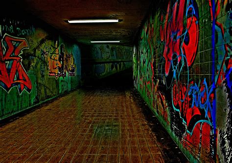 Free Images : wall, alone, tunnel, red, color, darkness, graffiti, neon light, mural, underpass ...