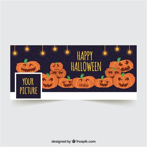 Free Vector | Facebook cover with hand drawn halloween pumpkins