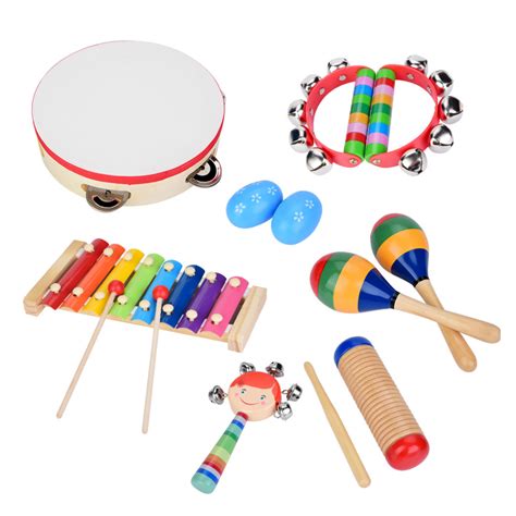 Fdit Toddler Musical Instruments 13 Pcs Wooden Percussion Instruments ...