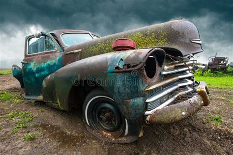 Old Classic Car, Junk Yard stock photo. Image of antique - 107253408