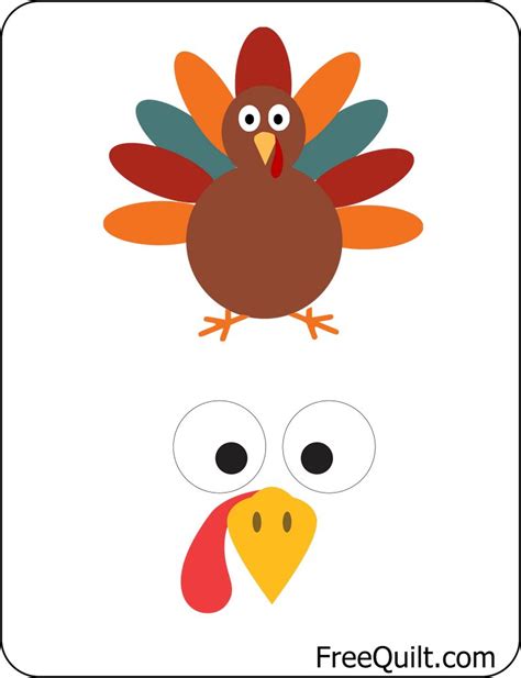 Turkey Clip Art – Full Turkey to Print + Turkey Nose & Eyes