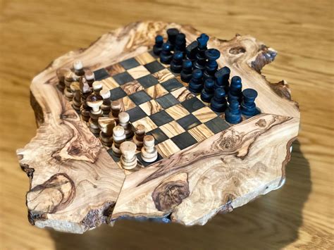 Chess Set Rustic Chess Set Board Olive Wood personalized | Etsy