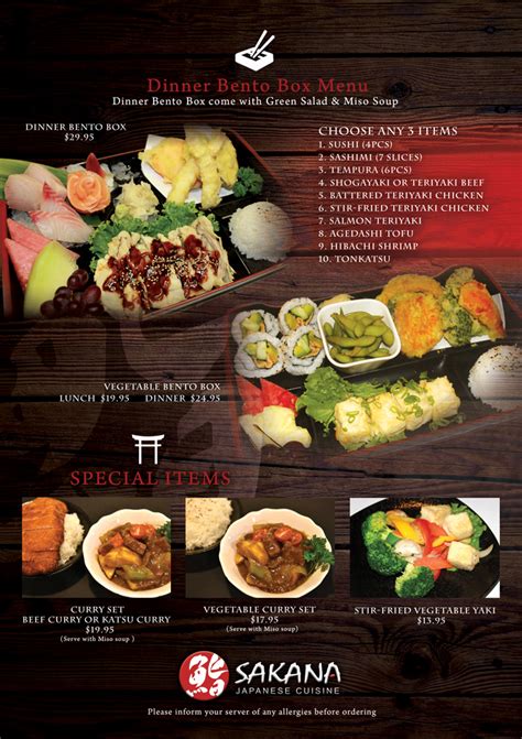 Bento Box Menu – Sakana Japanese Cuisine