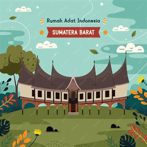 Premium Vector | Rumah adat Indonesia Sumatera Barat