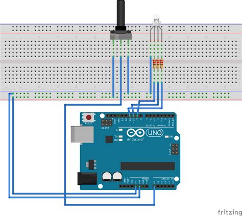 RGB LED with potentiometer - Arduino tutorial | Codebender Blog