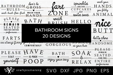 Farmhouse Bathroom Signs Svg Bundle | Home Decor Signs (581496) | Cut Files | Design Bundles