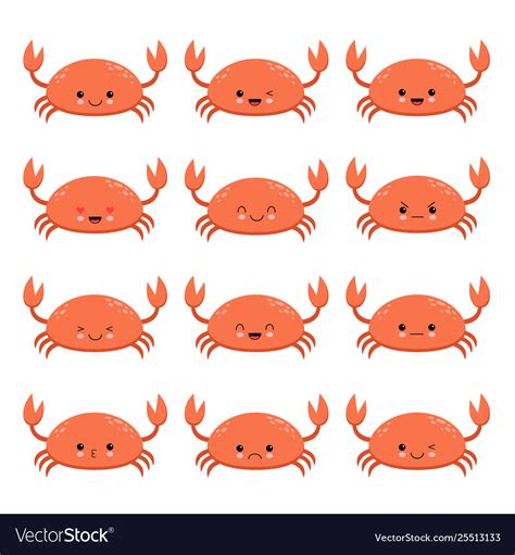 Cute cartoon red crab drawing crab character Vector Image