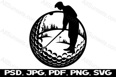 Golfing Silhouette Golf Course Scene Graphic by SunandMoon · Creative ...