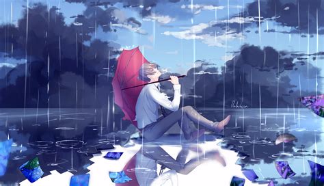 Aesthetic Rain Anime Boy