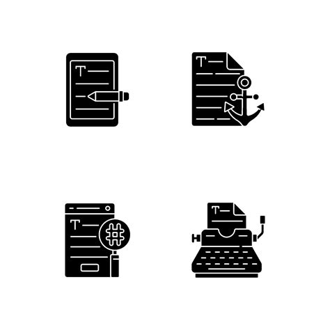 Copy writing black glyph icons set on white space 2306888 Vector Art at ...