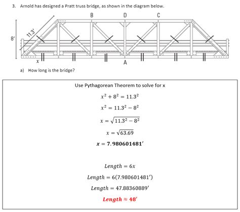 [Solved] arnold has designed a pratt truss bridge, as shown in the diagram... | Course Hero