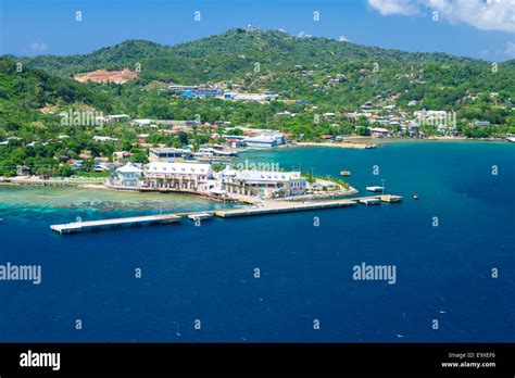 Aerial photo of Port of Roatan cruise ship terminal in Coxen Hole Stock ...