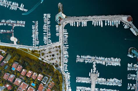 Aerial View of Boats Docked in a Harbor · Free Stock Photo