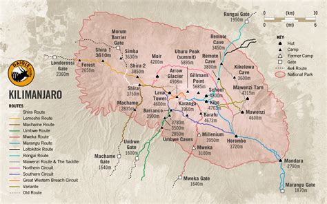 Map of Kilimanjaro - Mount Kilimanjaro National Park