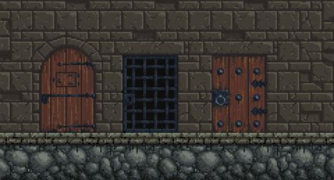 [OC][NEWBIE][CC] First set of dungeon doors : PixelArt