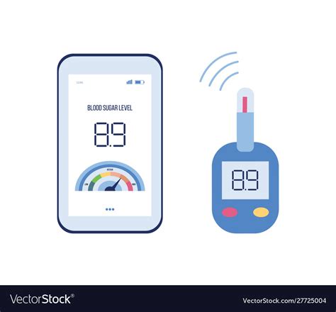 Diabetes app with blood sugar level on phone Vector Image