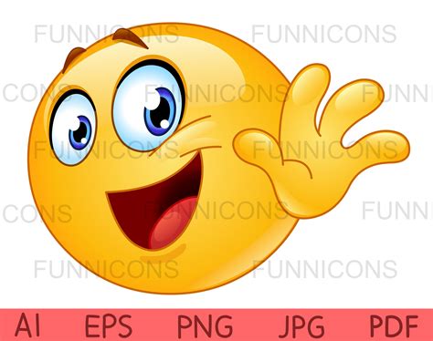 Clipart de un emoji saludando adiós ai eps png pdf y jpg | Etsy