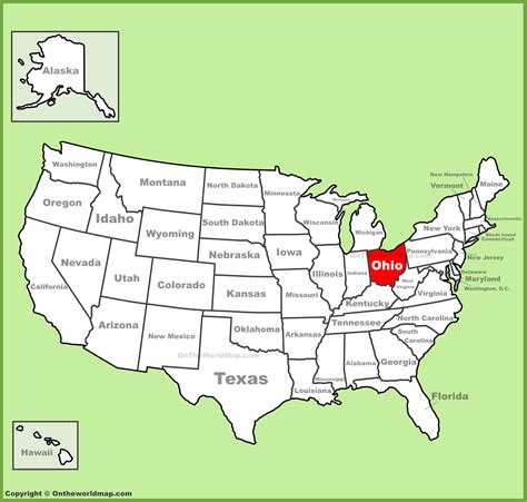 Ohio location on the U.S. Map - Ontheworldmap.com