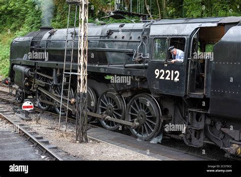 British Railways Standard Class 9F locomotive at Alresford Station on the Mid-Hants Steam ...