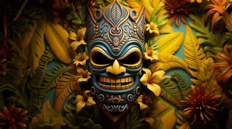 Premium AI Image | A tiki mask on yellow background