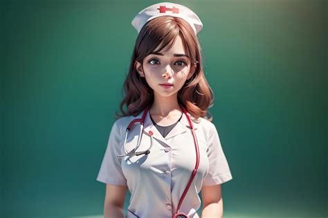 Premium AI Image | A cartoon nurse with a red cross on her cap and a white uniform.