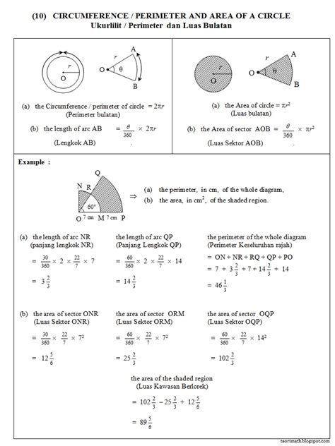 Formula Kira Luas Semi Bulatan