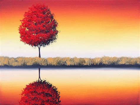 Bing Art by Rachel Bingaman: Modern Art Landscape Painting, Red Tree ...