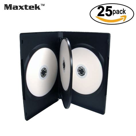 25 Pack Maxtek Standard 14mm Black Quad 4 Disc DVD Cases with Double ...