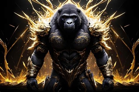 Premium Photo | A gorilla with wings and a sword in gold