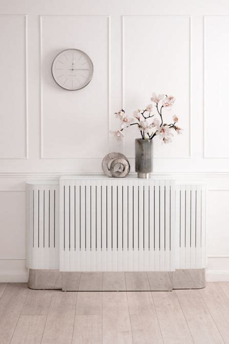 Anastasia Adjustable White Glass Radiator Cover - Silver