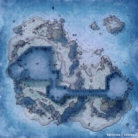 Island Fort - Winter Collection - DnD Battlemaps - Czepeku | Battlemaps | DriveThruRPG.com