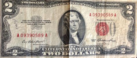 Red Seal Two Dollar Bill - Etsy