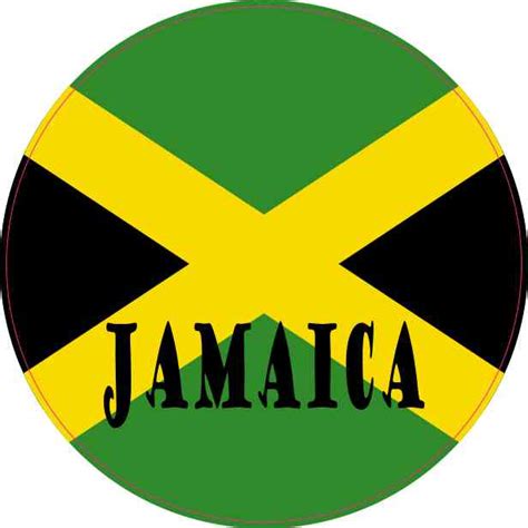 4x4 Round Labeled Jamaica Flag Sticker Vinyl Vehicle Decal Travel Stickers