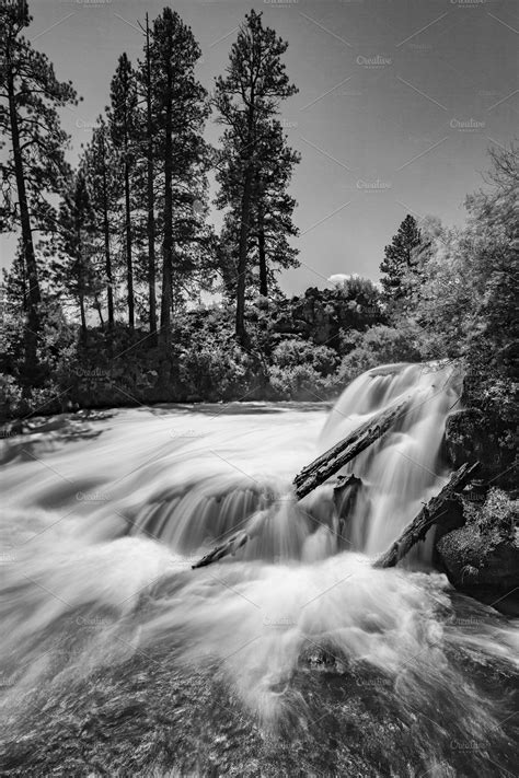 Waterfall in Black and White ~ Nature Photos ~ Creative Market