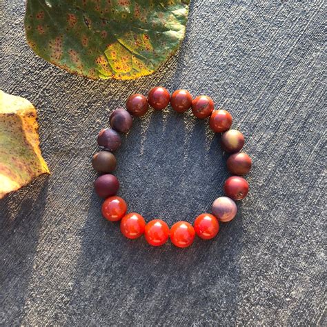 Red Jasper, Carnelian, and Mookite Jasper Bracelet 10mm