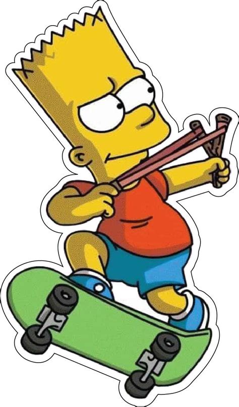 Bart Simpson Skating With Slingshot Skateboarding Mischief vinyl sticker