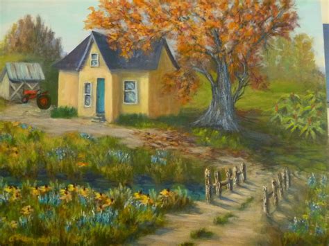 fall country farmhouse in old paintings | Country Farmhouse Painting | COASTAL ART by Amber ...