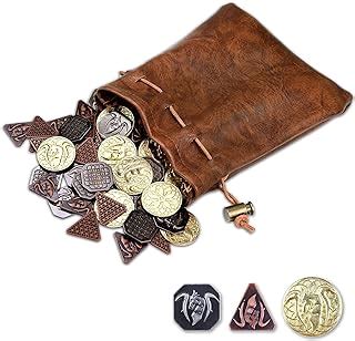 60PCS DND Coins with Leather Pouch, Gold, Silver and Copper Coins in Metal Coins, Fantasy Coins ...