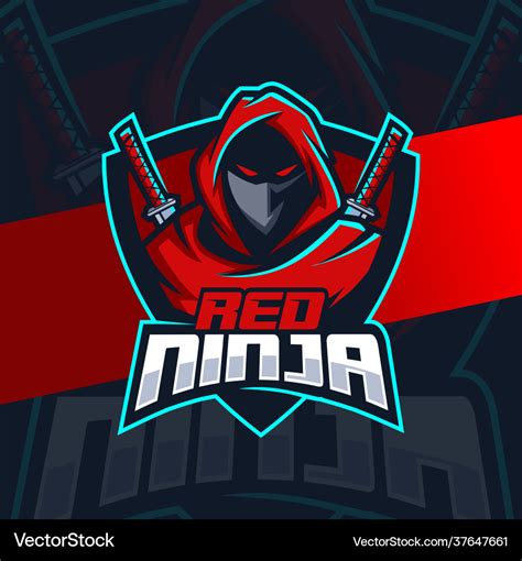 Red ninja mascot character esport logo for gaming Vector Image