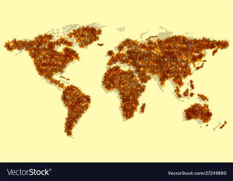 World map maple leaves background Royalty Free Vector Image